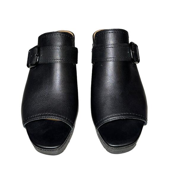 Donald J. Pliner Gramercy Black Leather Square Toe Buckle Slip On Heels Shoes 6 - Picture 5 of 11